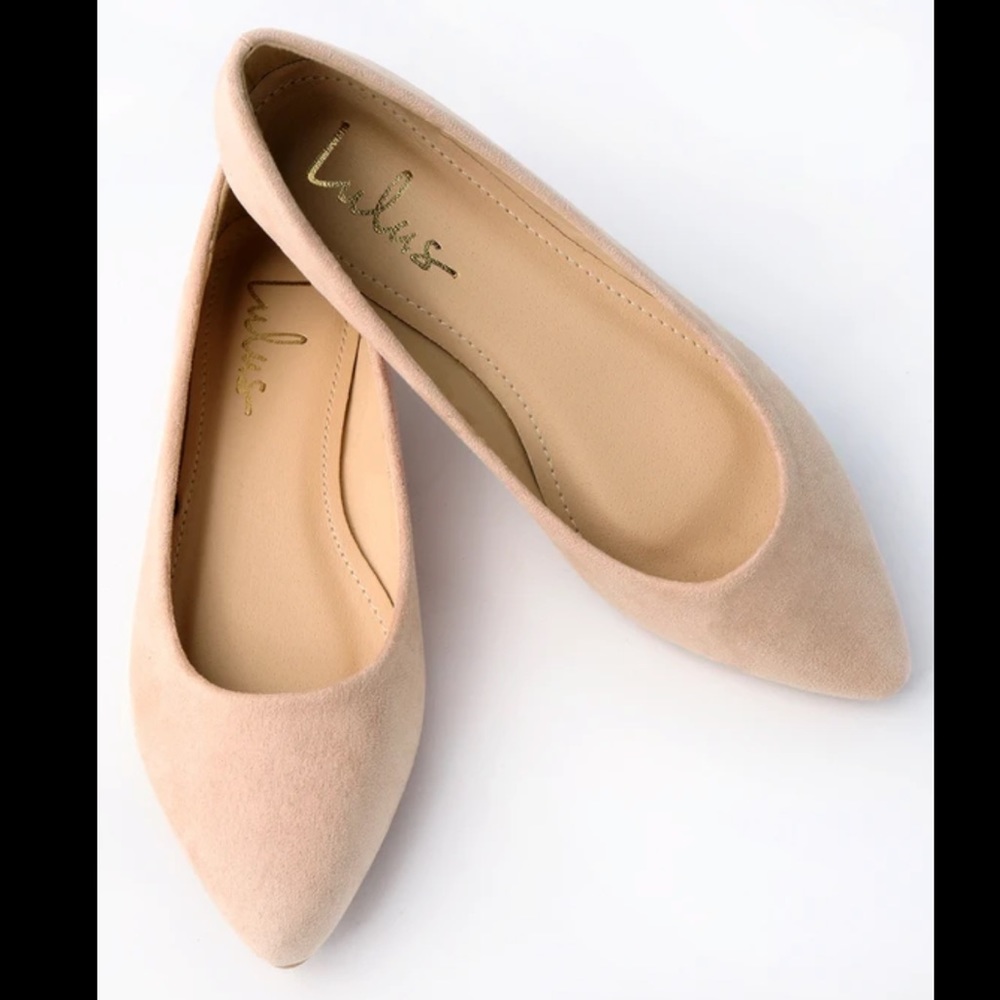 NWB Lulus holly light nude pointed flats suede